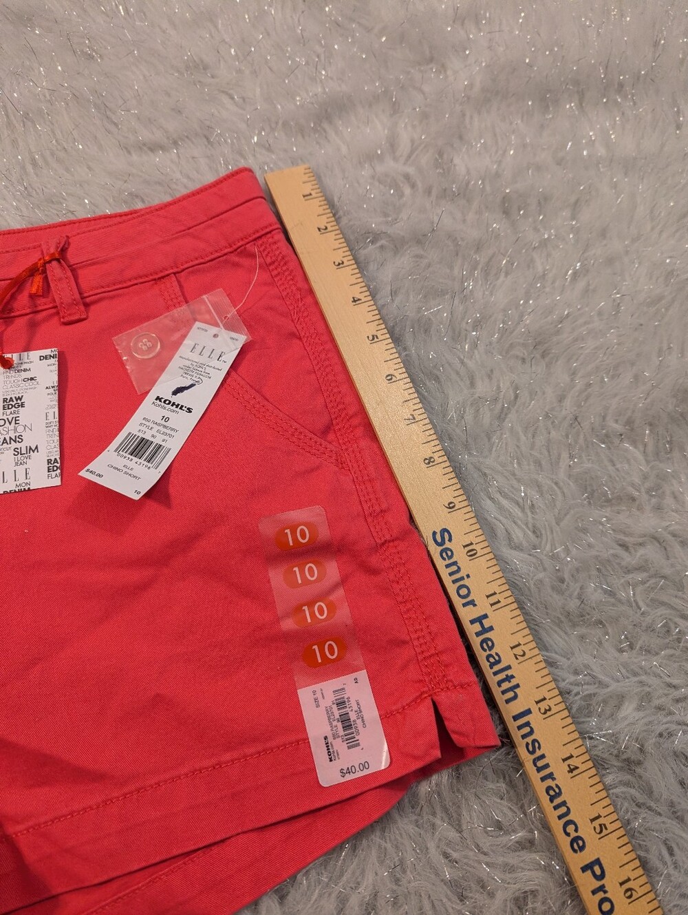 ELLE Pink and White Chino Shorts Duo Women's Size 10 - Picture 7 of 10
